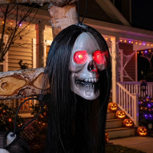 SkullGaze hanging skull head with glowing red eyes